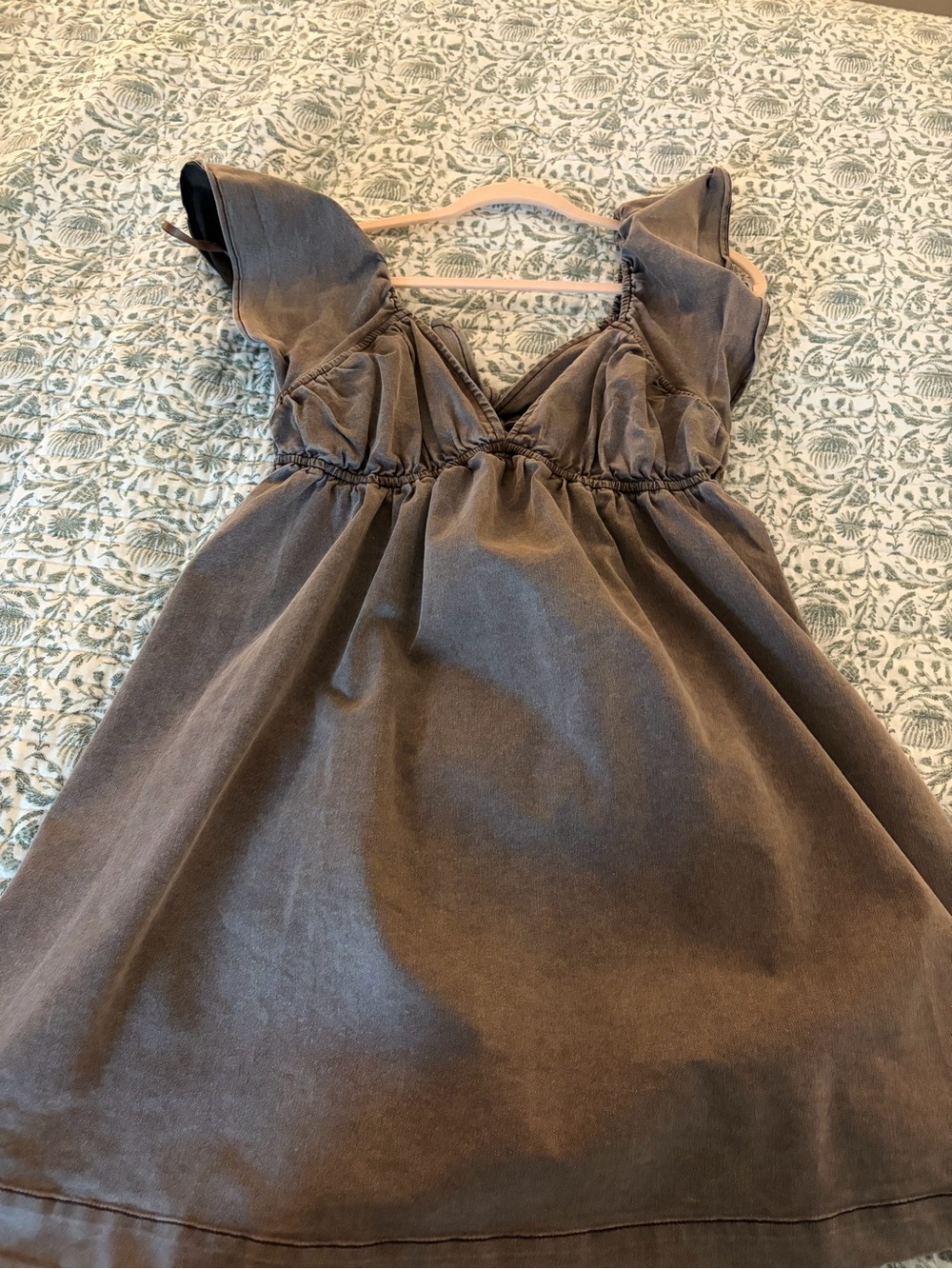 Brown Ruffle Sleeve Dress